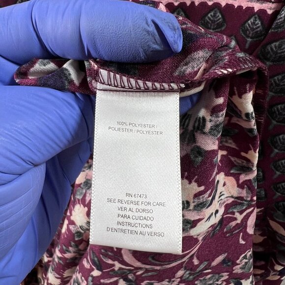 Maison Tara Womens 14 Boho Maxi Floral Geometric Halter Burgundy Dress Fairycore - Picture 11 of 12